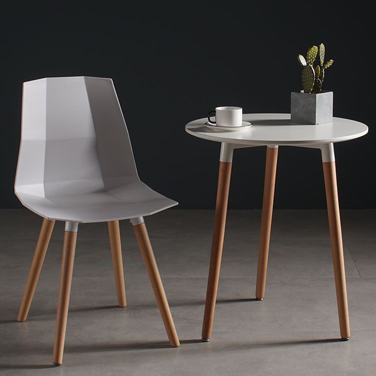 Nordic Design Plastic Dining Armless Chair Solid Back Chair with Wood Legs