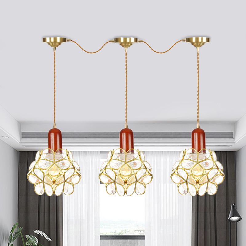 Metal Gold Cluster Cindant Light Floral Floral 3/5/7 Heads Tradition Serie Connection Lampada a soffitto sospeso