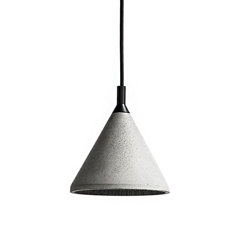 1 Bulb Cone Hanging Lamp Industrial Style Gray Cement Height Adjustable Pendant Lighting for Living Room