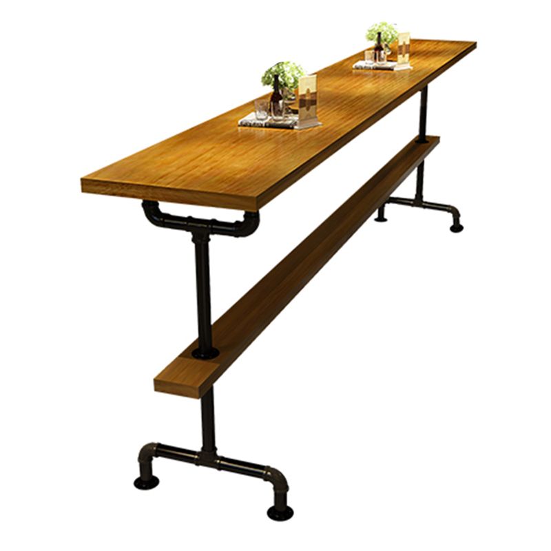 Rectangular Bar Height Table Black Legs and Metal Base Bistro Bar Table