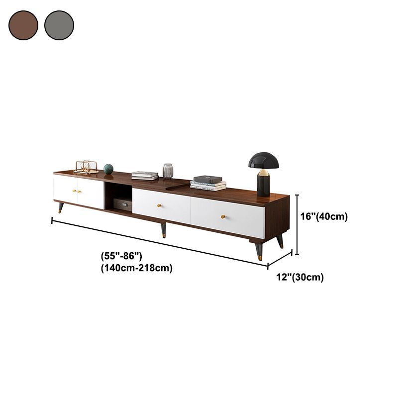 Modern TV Console Length Adjustable Wooden TV Stand with Drawers , 12" D X 16" H