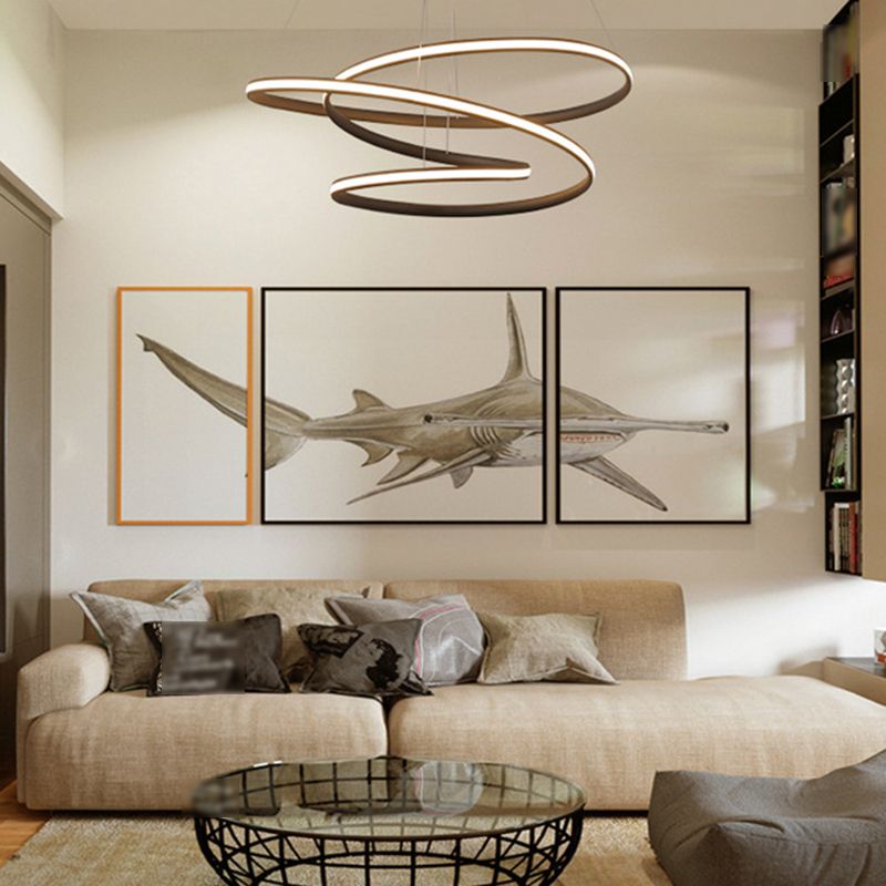 Twisted Ceiling Pendant Light Contemporary Style LED Metal Hanging Chandelier