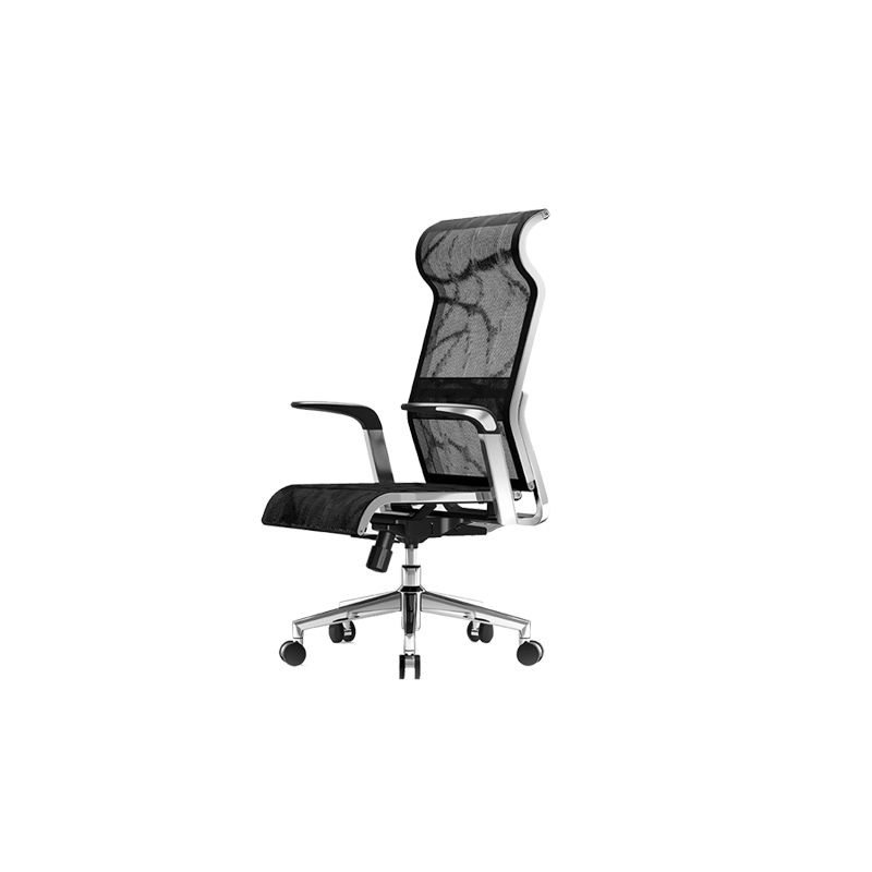 Modern Black Swivel Chair Adjustable Seat Height Fixed Arms Office Chair