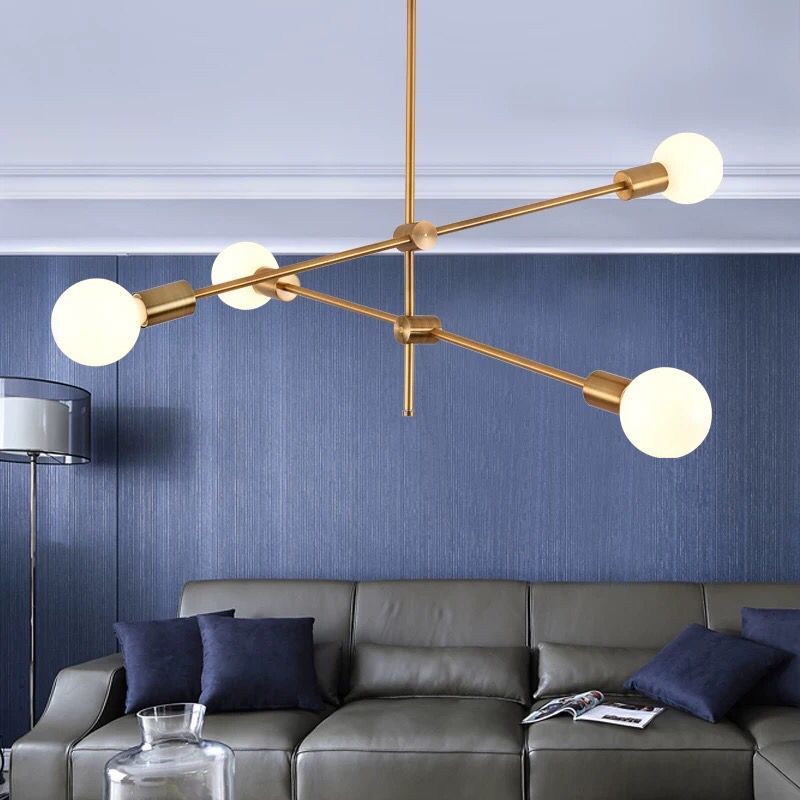 Molecular Metal Chandelier Lighting Industrial Exposed Bulb Hanging Pendant Light for Living Room