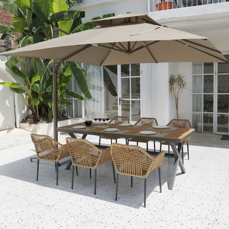 Tropical Stacking Dining Side Chair Woven Back Outdoor Bistro Chairs