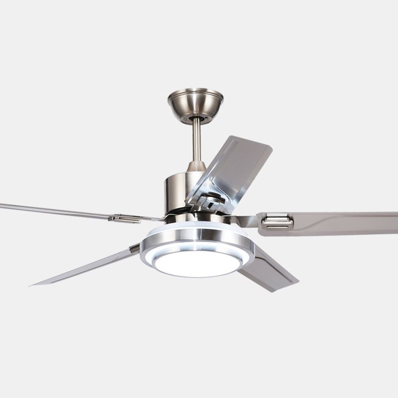 Modern 5-Blade Ceiling Fan Lighting with Stainless Steel for Dining Room