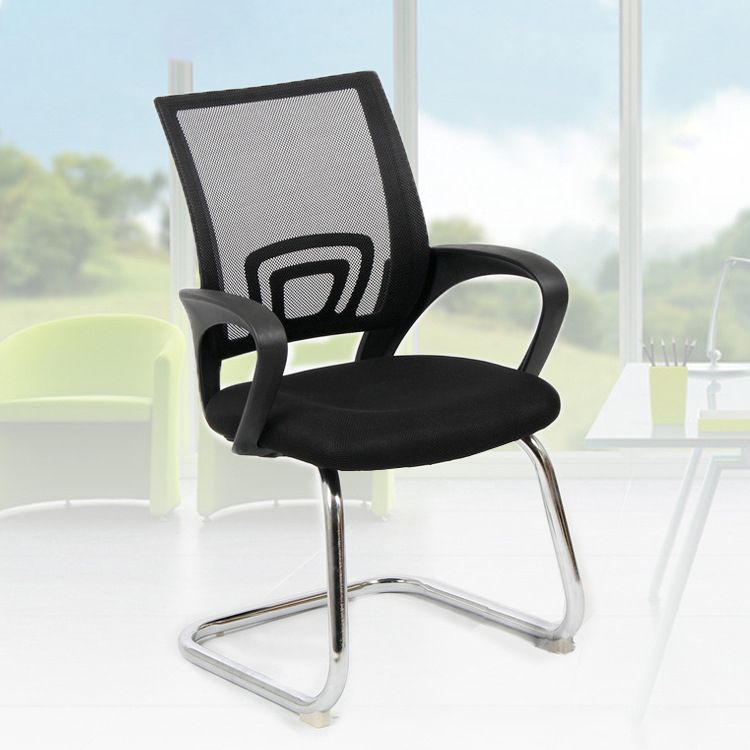 19" Wide Contemporary Desk Chair Black Fixed Arms Office Chair