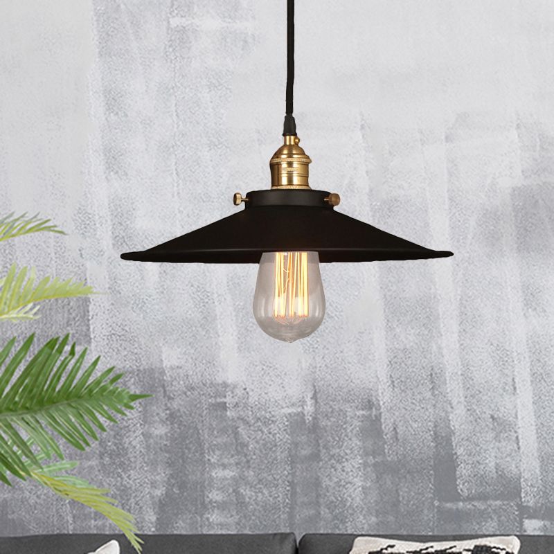 Metal Conic Ceiling Pendant Industrial Style 1 Light Dining Table Ceiling Light Fixture in Brass/Weathered Brass