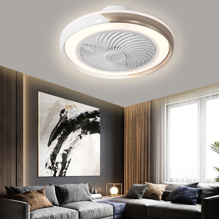 Lampada a ventola del soffitto del soggiorno rotondo Metallic MODERN LED SEMI FLUSH LAMO