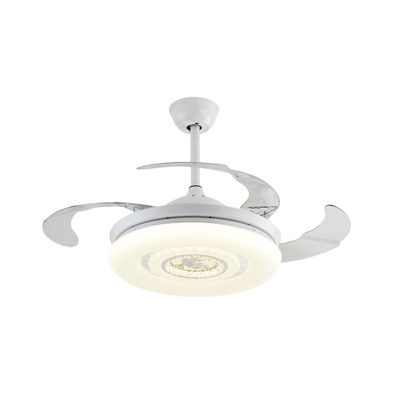 Bruin/wit/gouden ronde semi -spoelige Noordse stijl 42,5 "W LED Acrylhangende ventilatorverlichting met 4 messen