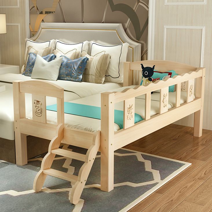 Washed Natural Solid Wood Nursery Crib Contemporary with Guardrail