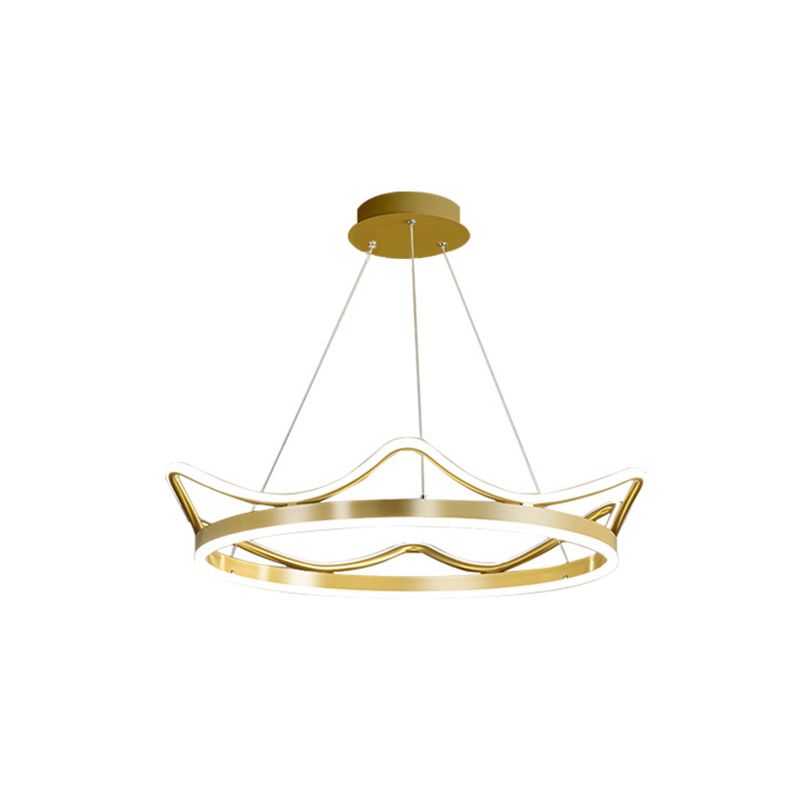 1 Light Crown Suspension Pendant Light Kids Metallic Hanging Ceiling Light  for Bedroom