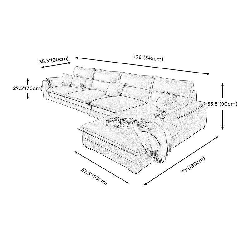 Modern Sofa Right Facing L-Shape Sectionals with Chaise for Living Room