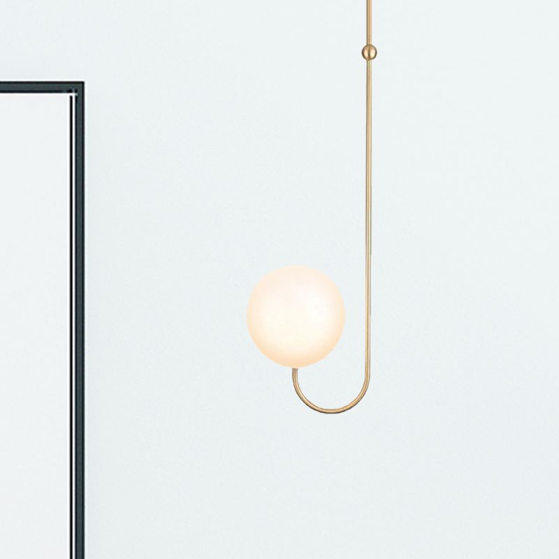 1 lampada a sospensione in bulbo camera da letto con sfera in vetro bianco lampada a sospensione oro contemporanea