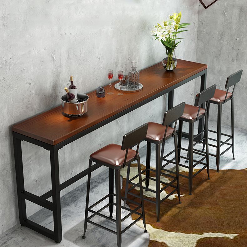 Pine Wood Bar Dining Table Industrial Bar Table with Trestle Base