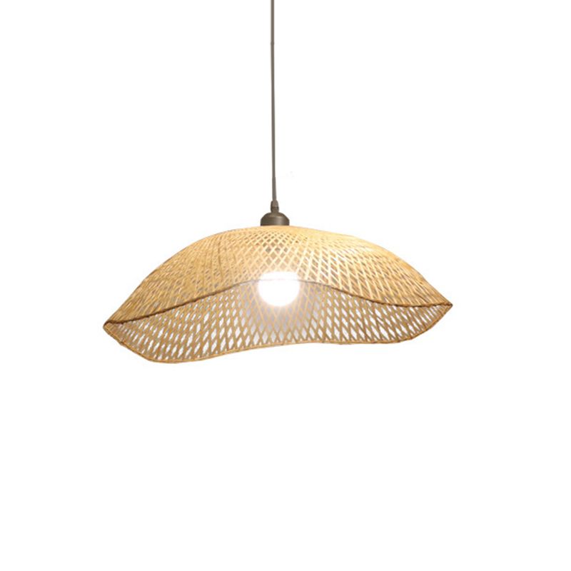 Golvende koepelophanging verlichting eenvoudige bamboe single head 14 "/18" /22.5 "brede beige plafond hanger