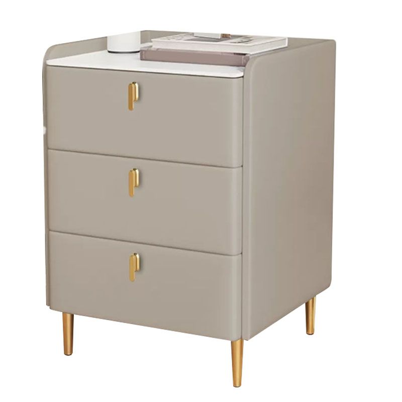 Contemporary Stone Bedside Cabinet with 3 Drawers for Bedroom