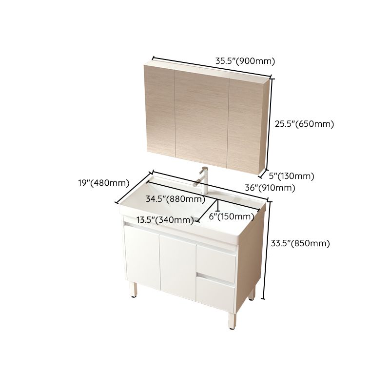 Wooden Sink Vanity Modern White Single-Sink Rectangular Vanity Set