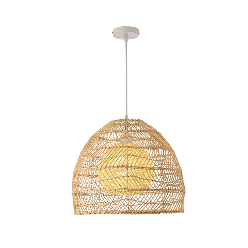 Ambra a campana Rattan Accensione Simplicità Lampada a sospensione in legno a 1 luce