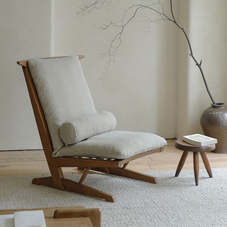 Traditional Recliner Chair in Brown/ Black Solid Wood with Removable Cushion Cover