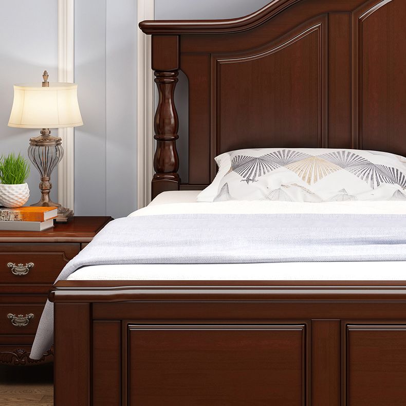 Victorian Camelback Wood Panel Bed 54.3-inch H Bed Frame with Headboard