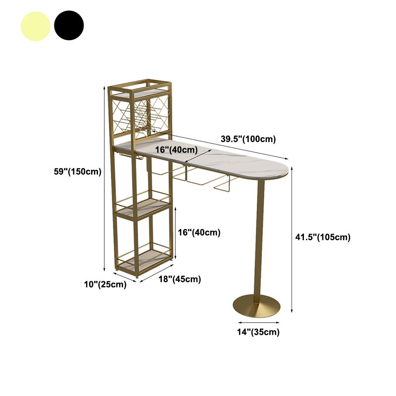 Traditional Luxury Bar Table White Stone Bar Dining Table with Sled Base