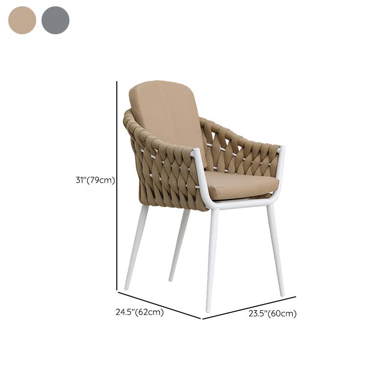 Contemporary Outdoors Dining Chairs with Removable Water Repellent Finish Cushion