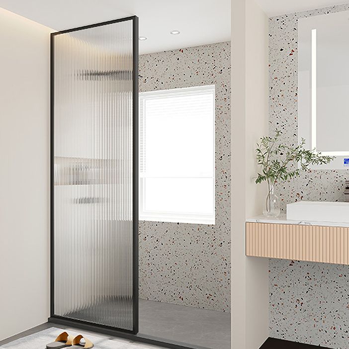 Metal and Glass Shower Bath Door Simple Inline Black Shower Door