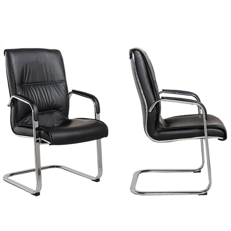 Contemporary Desk Chair Black Leather Arms Included Office Chair