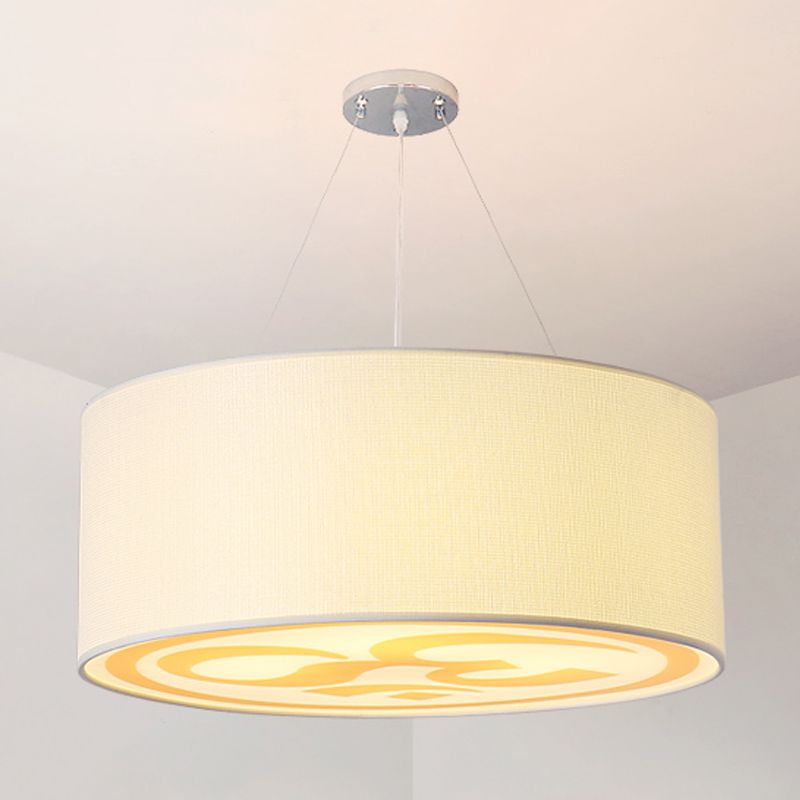 Round Shape Ceiling Lamp Tradition Iron Flush Mount with Fabric Lampshade for Balcony