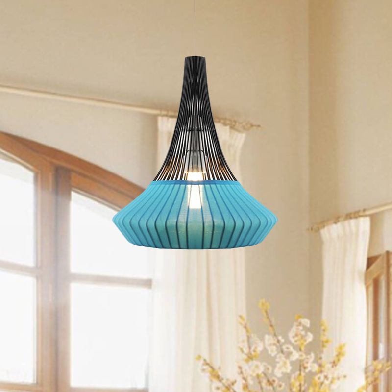 Cone Shade Pendant Light Modern Style Fabric 1 clair noir / rose / bleu Lumière suspendue pour le salon