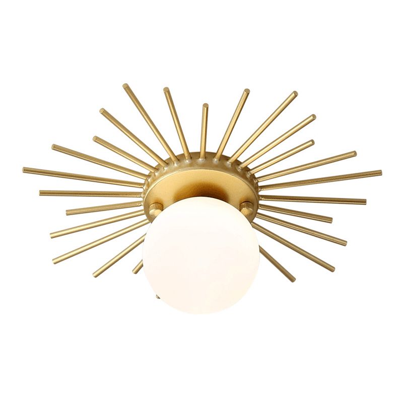 Modern Flush Lighting Glass Ceiling Mounted Light in Gold and White