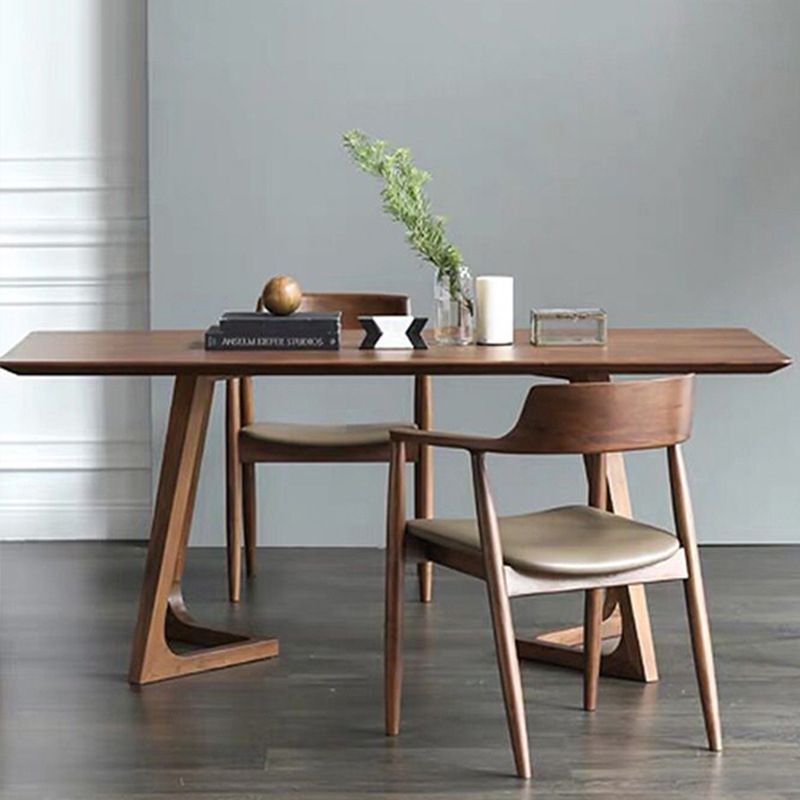 Vaste minimalistische massief houten bovenkant keukentafel set bruin voor eetkamer