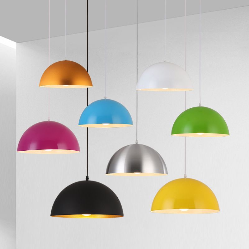 1-Light Dome Pendant Lights Contemporary Metal Macaron Pendant Lamp