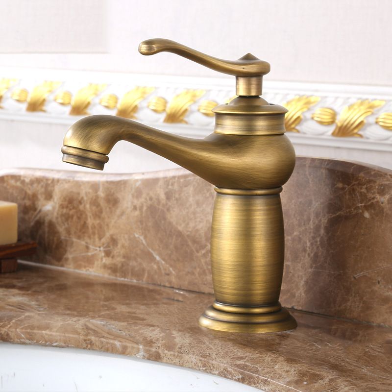 Low-arc Country Vessel Faucet Single Handle Brass Faucet for Bathroom