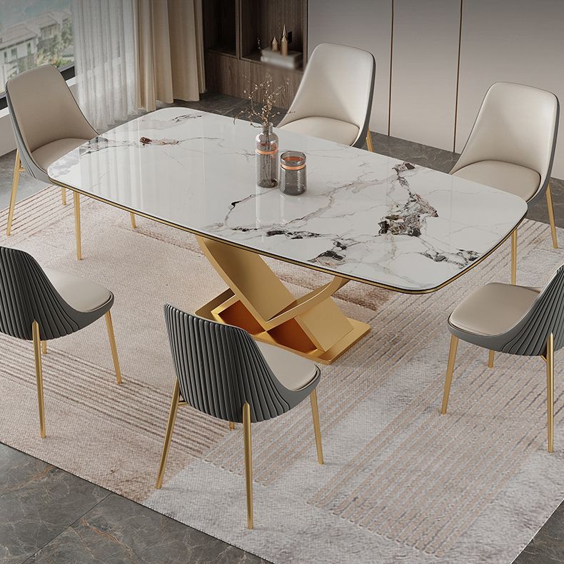 Luxury Sintered Stone Top Dining Set Rectangle 1/2/5/6/7 Pieces Dining Table with Chairs