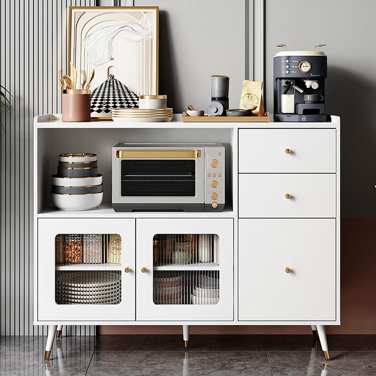 Wood Kitchen Sideboard Cabinet Glam Credenza with Drawers and Storage