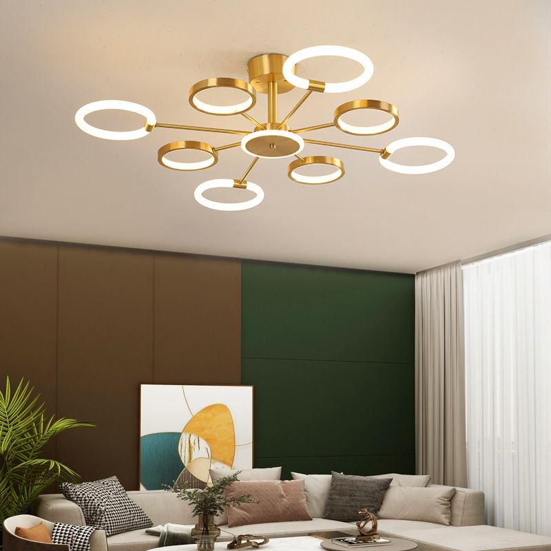 Radial Chandelier Lighting Fixtures Ultra-Contemporary Metal Pendant Lighting for Living Room