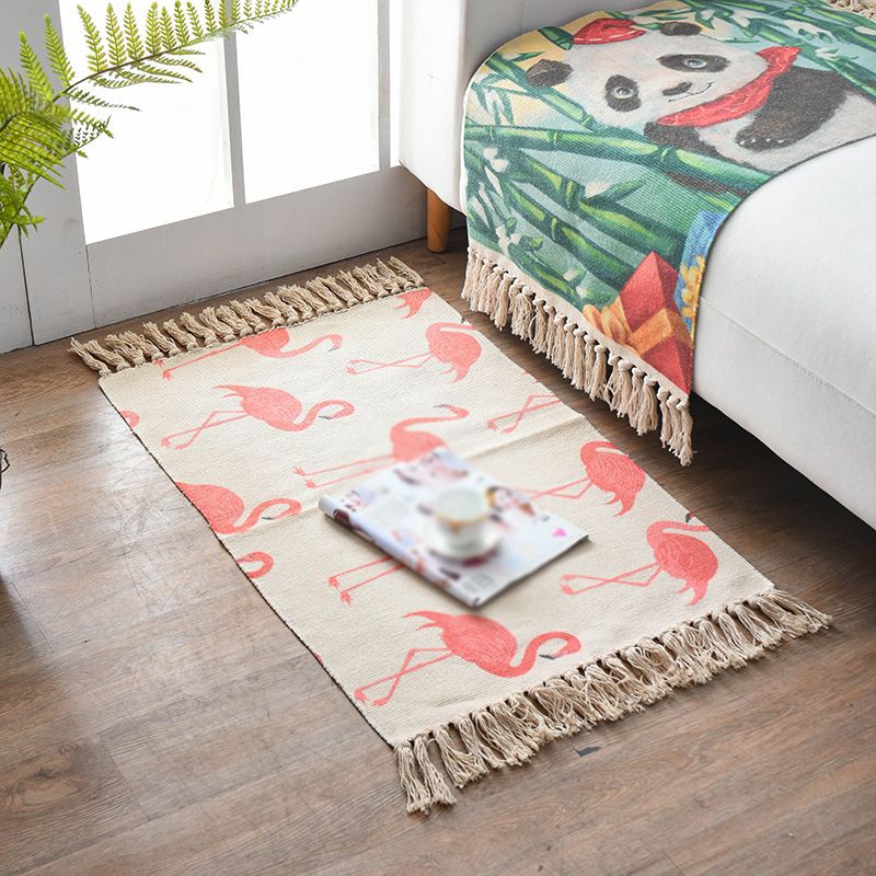 Rose Americana Match Carpet Polyester Bohemian Area Tapis Fringe Fringe Forge Intérieur pour salon