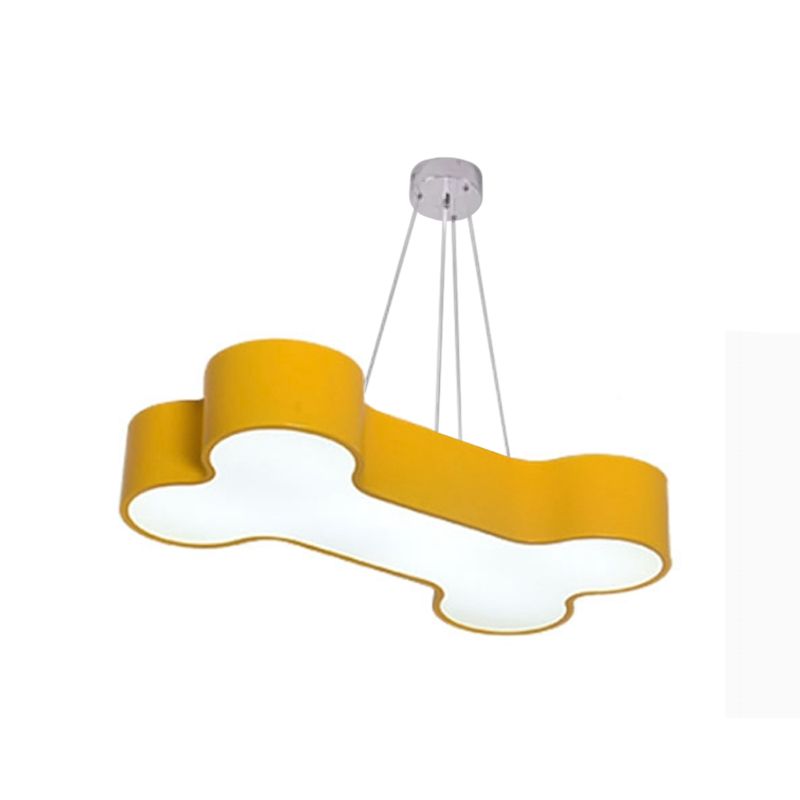 Lampada a sospensione del soffitto osseo giallo a led lampadario a pendente acrilico per la scuola materna