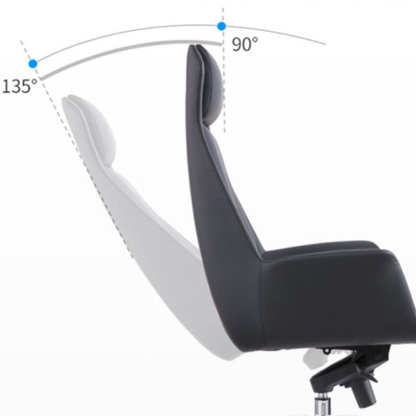 Contemporary Chair Black Leather Adjustable Seat Height Office Chair