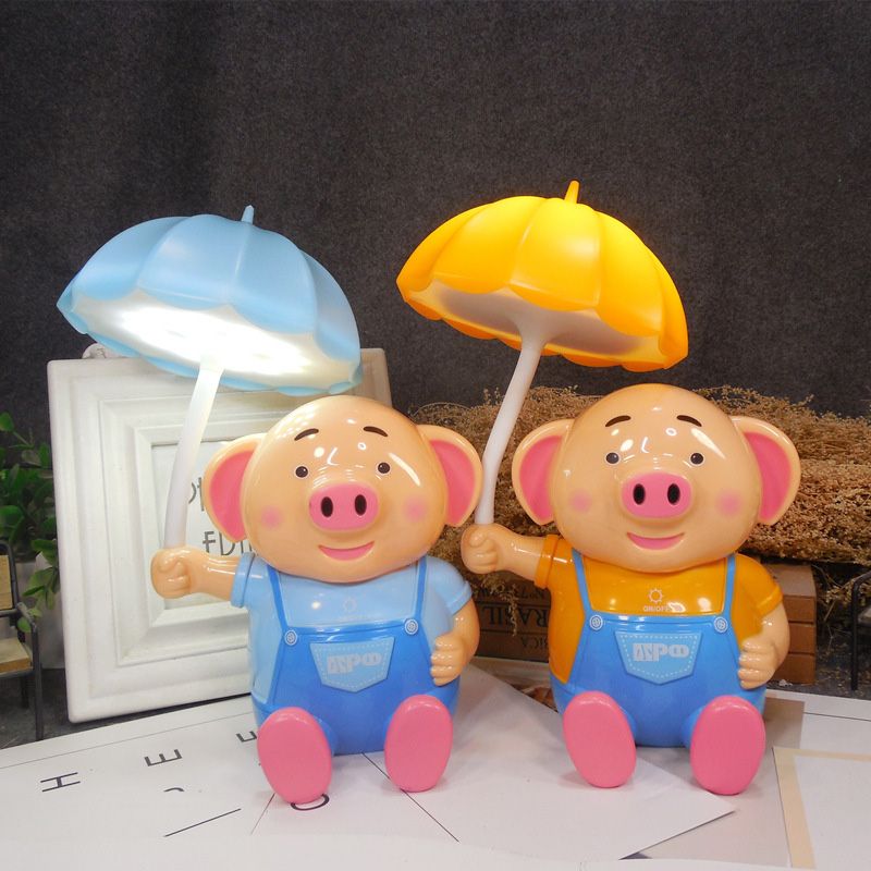 Luz de escritorio para paraguas para niños con piggy 1 cabeza de mesa de plástico para dormitorio infantil