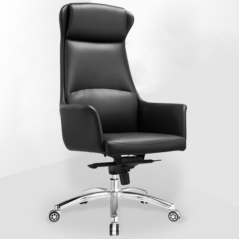 Leather Office Chair Fixed Arm Task Chair for Home and Office