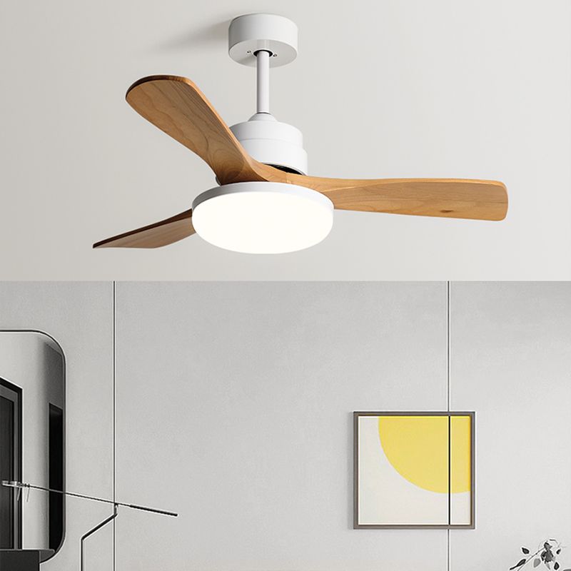 Nordic Style LED Ceiling Fan 3-Blade Fan Lighting with Wood for Dining Room