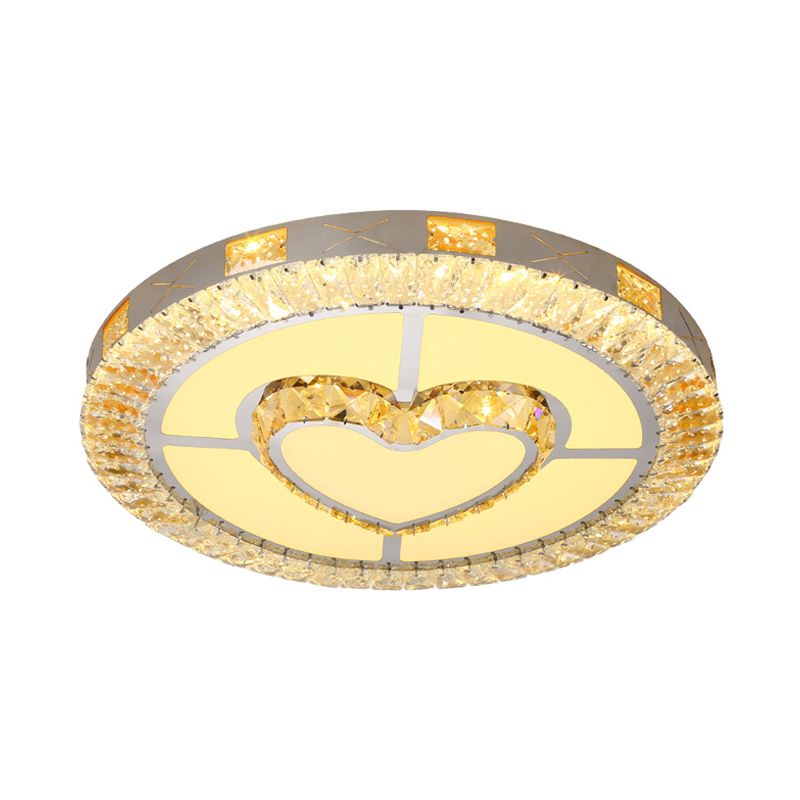 Clear Inlaid Crystal LED Ceiling Light Modern Chrome Diamond/Flower/Star Bedroom Flush-Mount Light Fixture