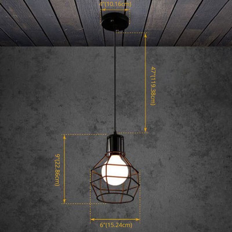 Lampada appendetta a gabbia nera a 1 illuminazione Black Cage Light Light per il corridoio