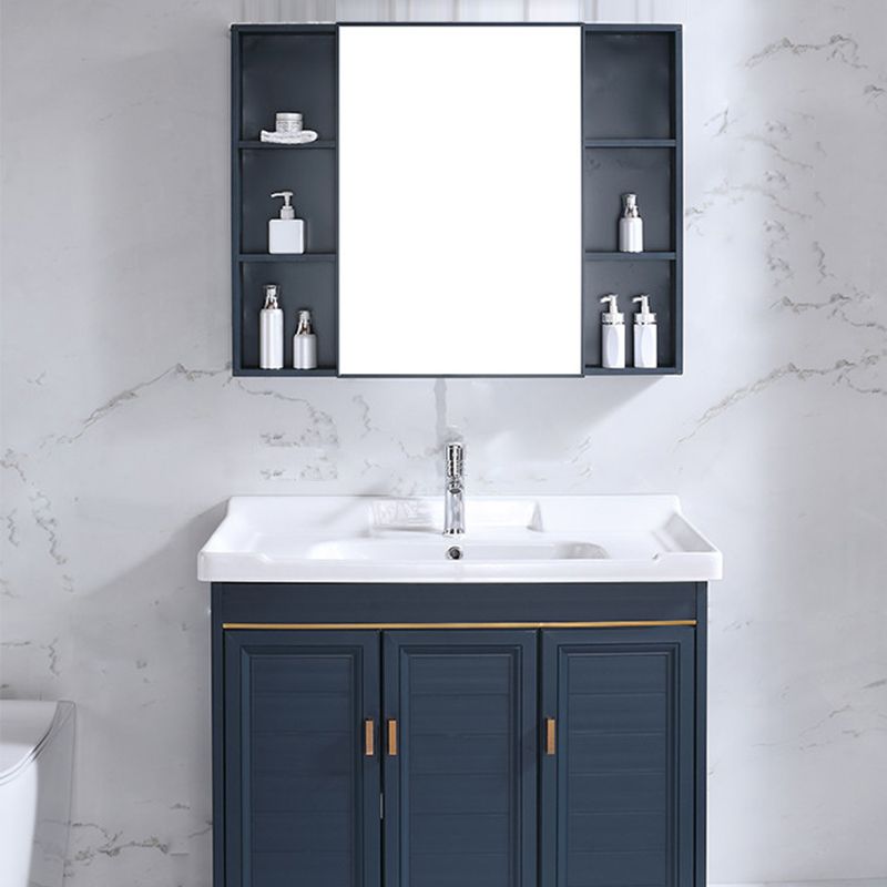 Modern Bathroom Vanity Set Single Freestanding 2 Doors Rectangular Sink Vanity