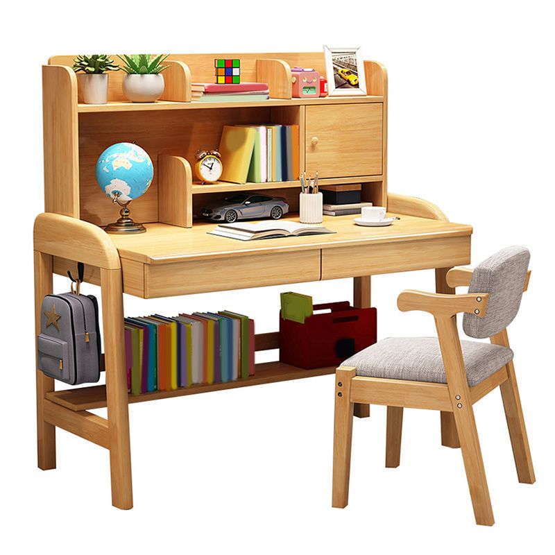 Adjustable Writing Desks Solid Wood Kids Table with Storage and Drawer Desk