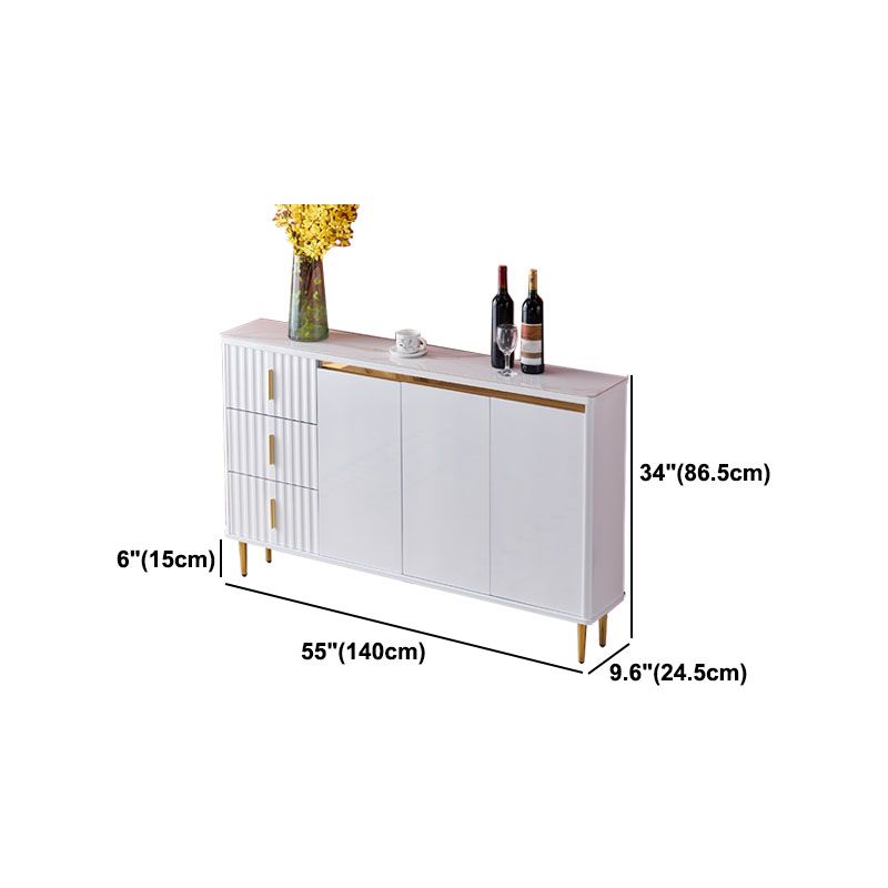 Glam Style Stone 34"H Sideboard Dining Room 3-Drawer Buffet Server in White