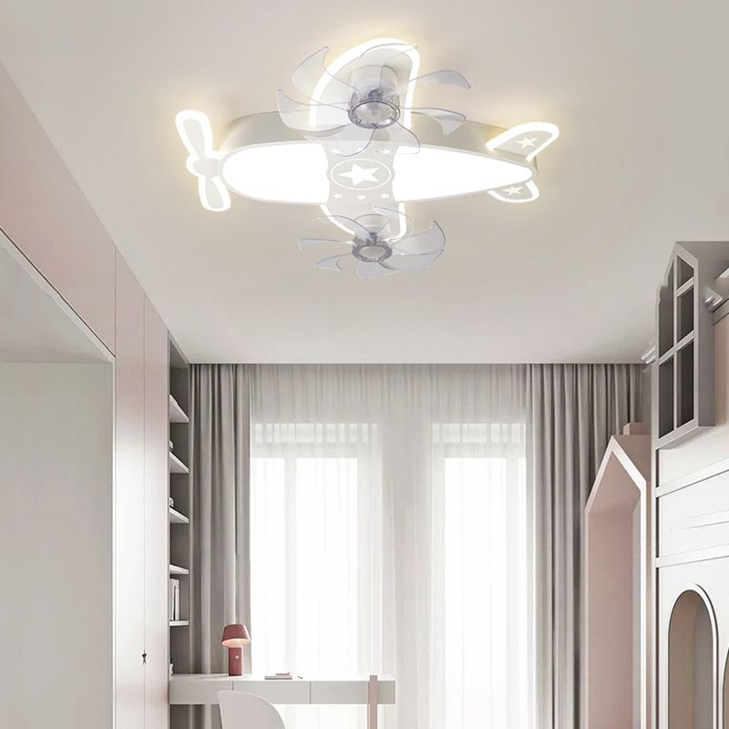 Nordic Style Ceiling Fan Lamp Plane Shape LED Ceiling Fan Light for Children's Room